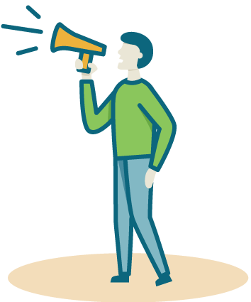 Person making an announcement with a megaphone