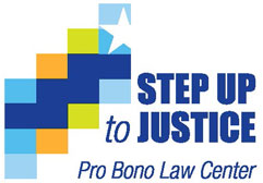 Logo de Step Up to Justice (Da un Paso Hacia la Justicia)